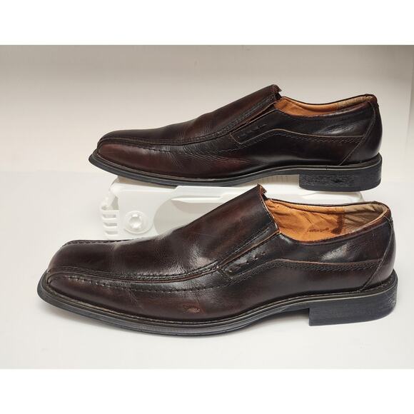 FRANCO FOTRTINI Mens Lincoln Brown Leather Loafer Shoes Slip-On Square Toe 11M - Picture 1 of 15